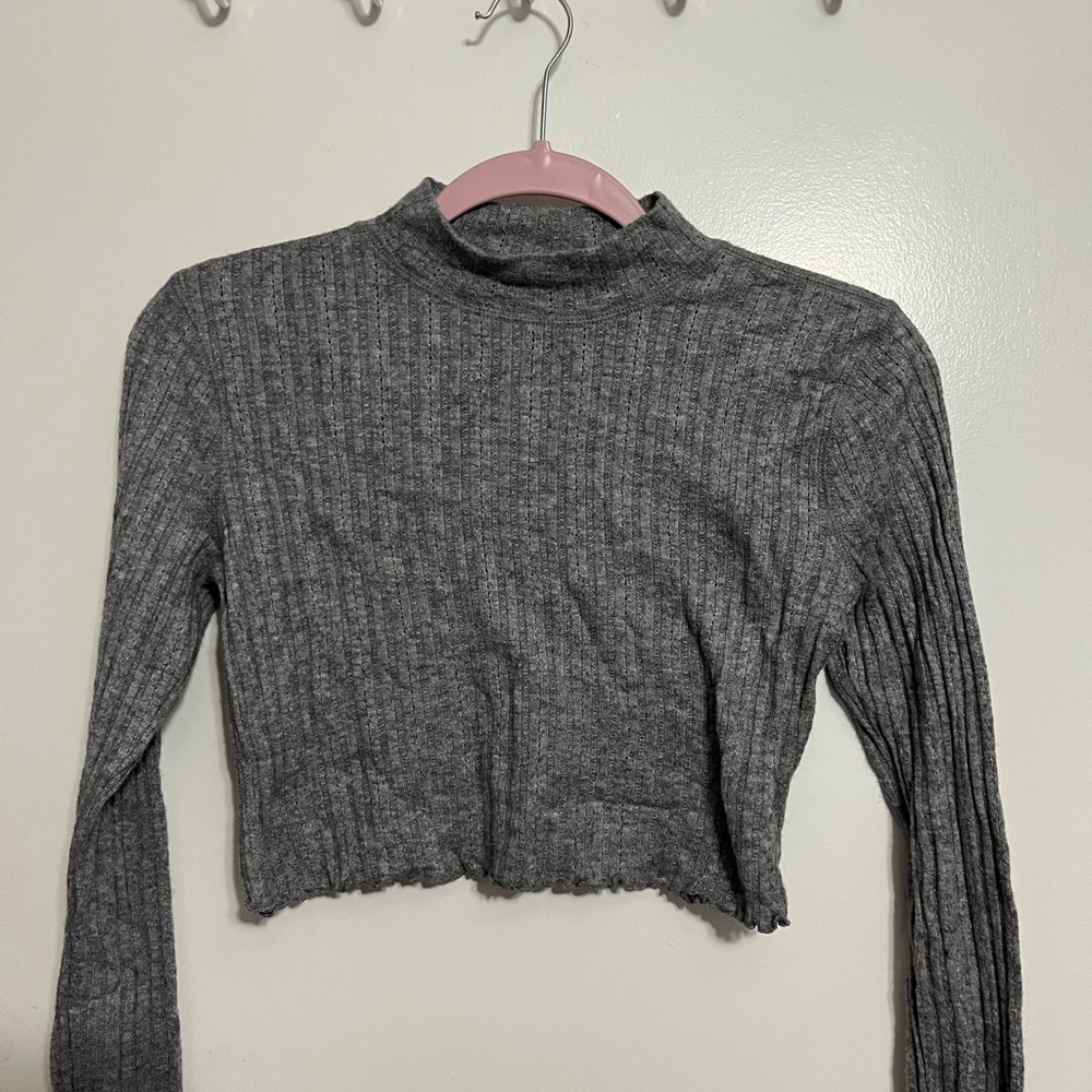 Aeropostale Heather Gray Ribbed Crop Top